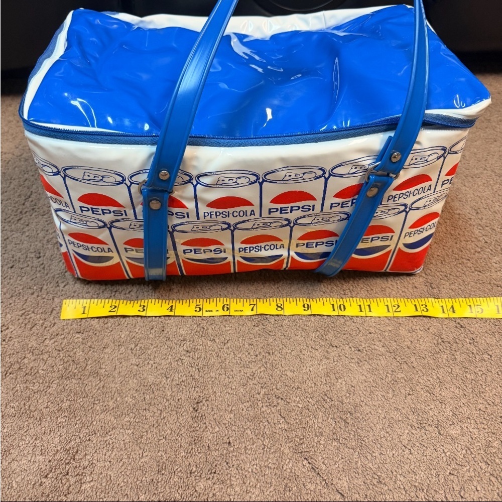 Vintage Pepsi Cola Cans Soft Vinyl Cooler Zipper Beverage Drink Soda - Picture 8 of 9